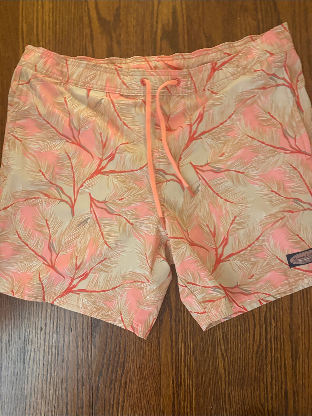 Vineyard Vines Coral and Cream Athletic Swim Shorts